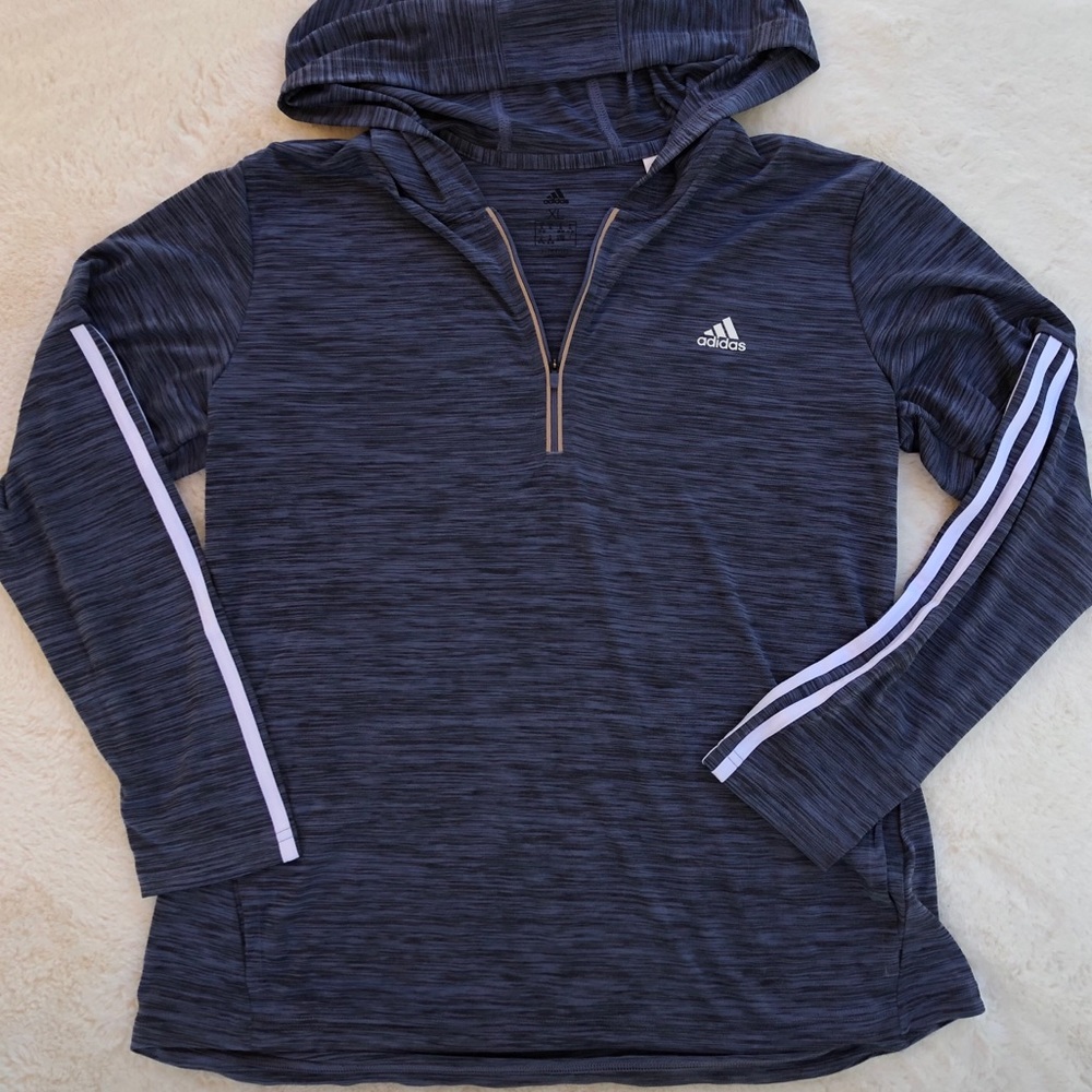 Adidas Climalite 3 Stripe Half Zip Hoodie sz XL